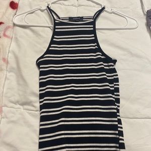 Black and white striped halter tank top